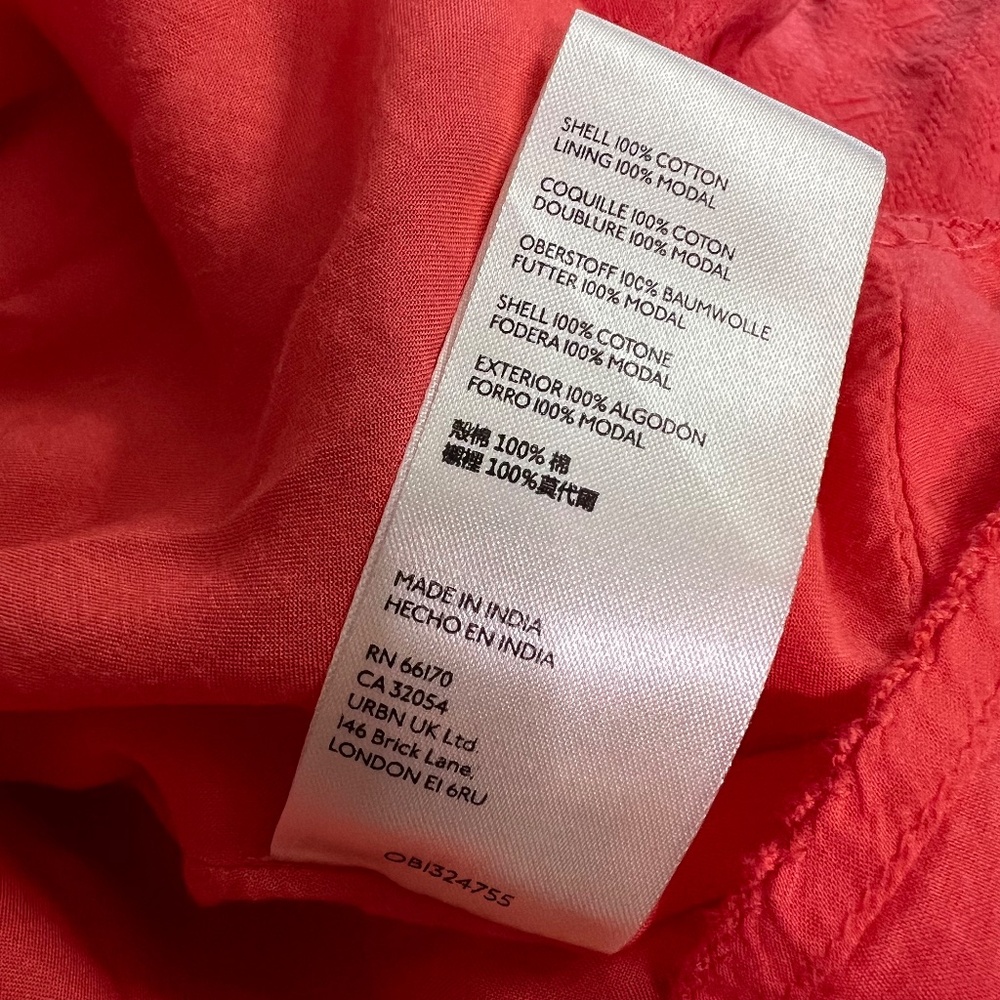 EUC {Anthro} Embroidered Pink Textured Ruffled & Tiered Orange Sundress | Small - Picture 11 of 15